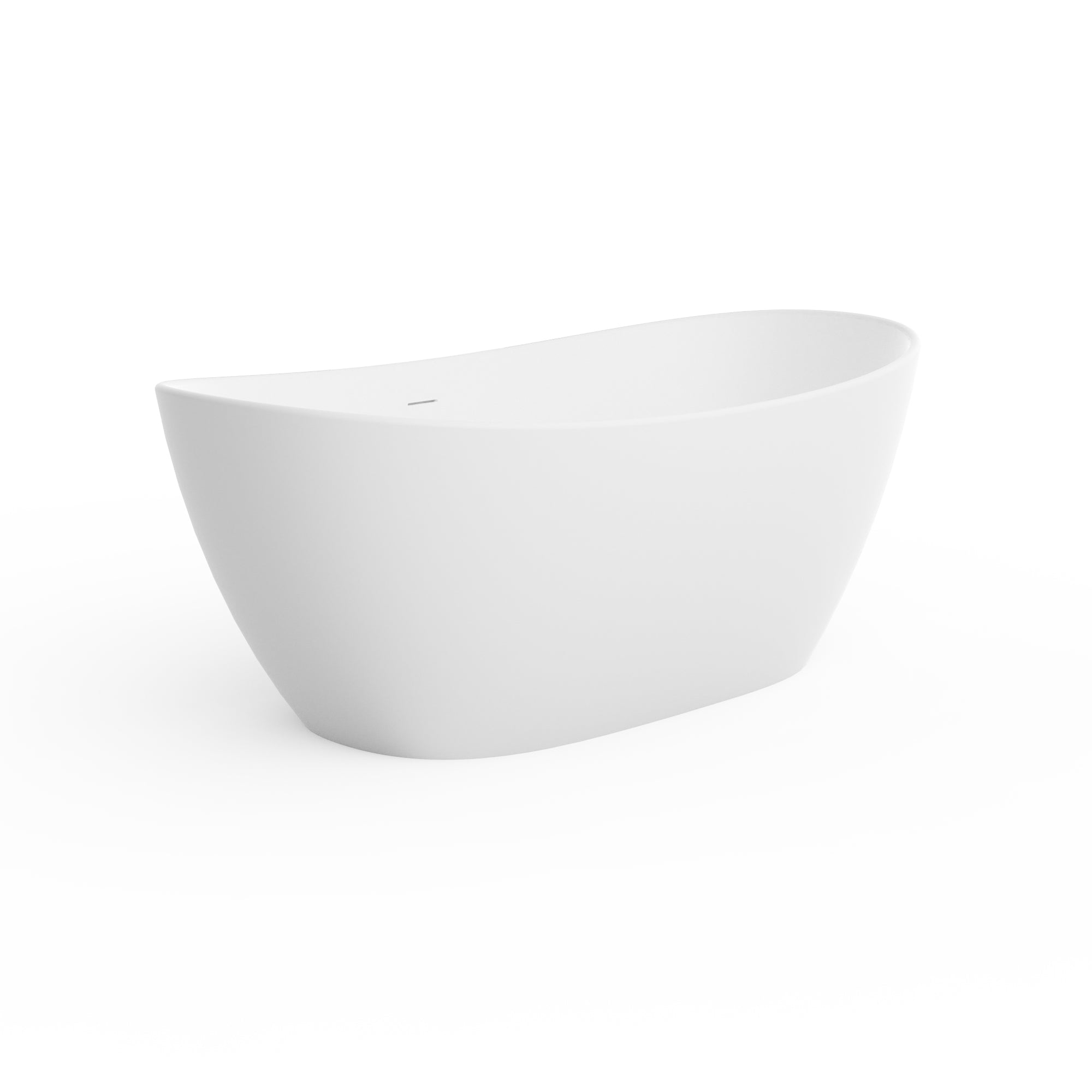 65 inch artificial stone freestanding soaking tub, end view