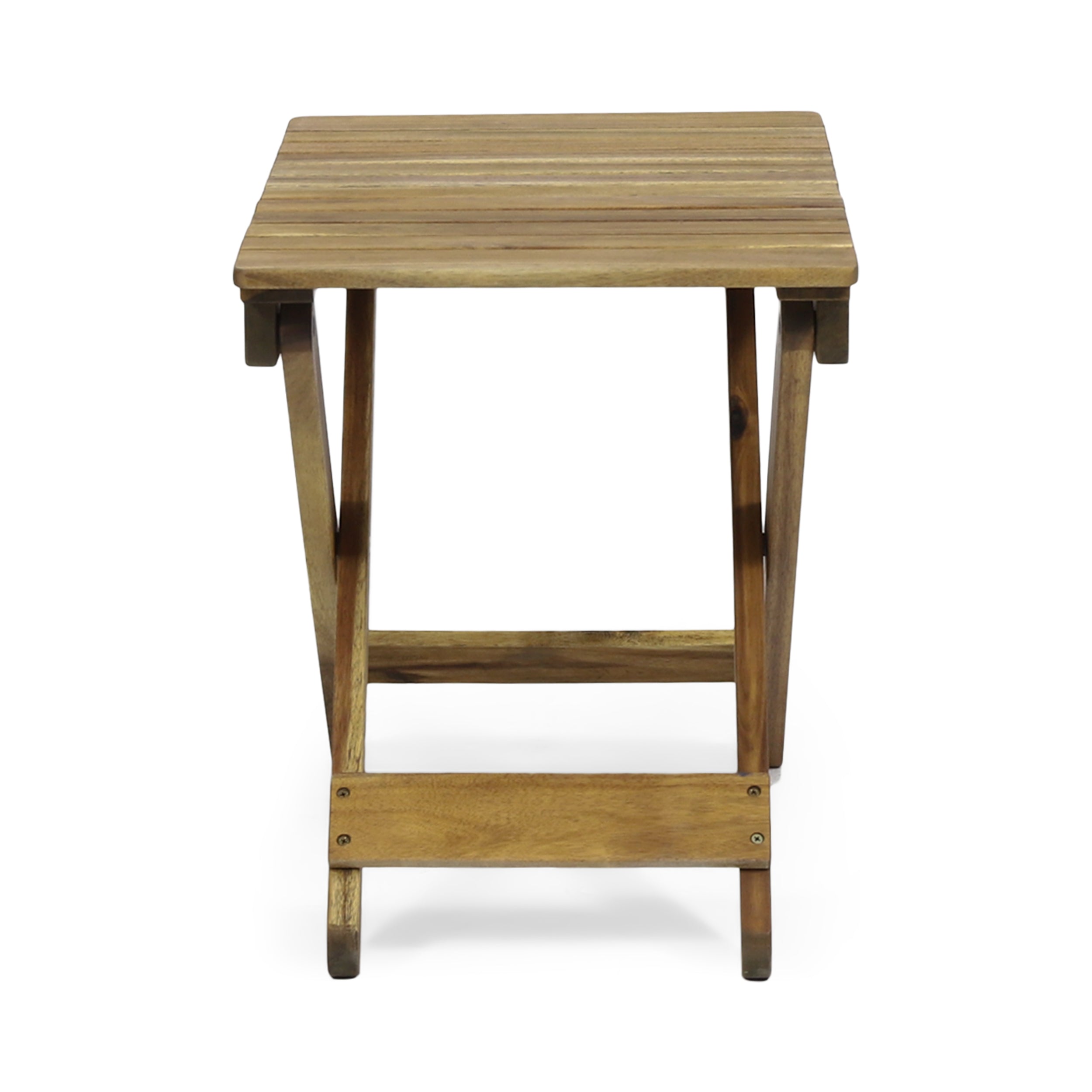 Outdoor Folding Wooden Side Table, Natural, 15"D x 22.75"W x 18.25"H