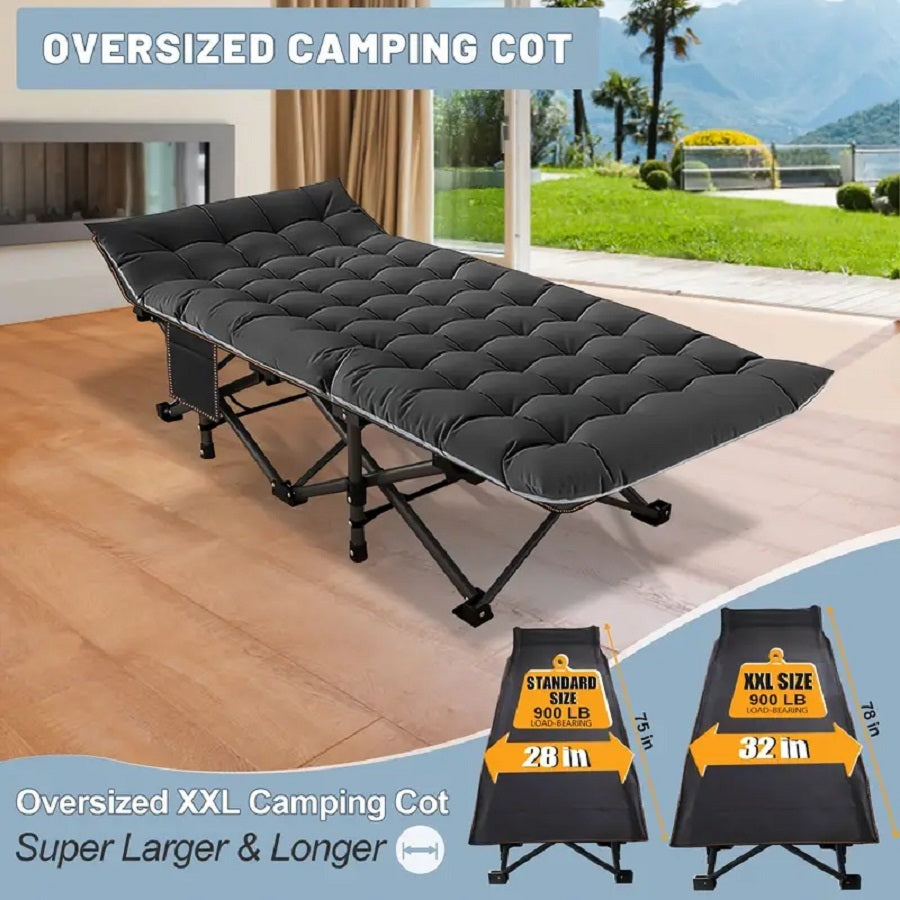 75 Inch Folding Camping Bed, Heavy Duty Sleeping Bed with Carrying Bag, Oxford Cloth Portable Travel Camping Bed for Home, Office Nap and Outdoor Beach