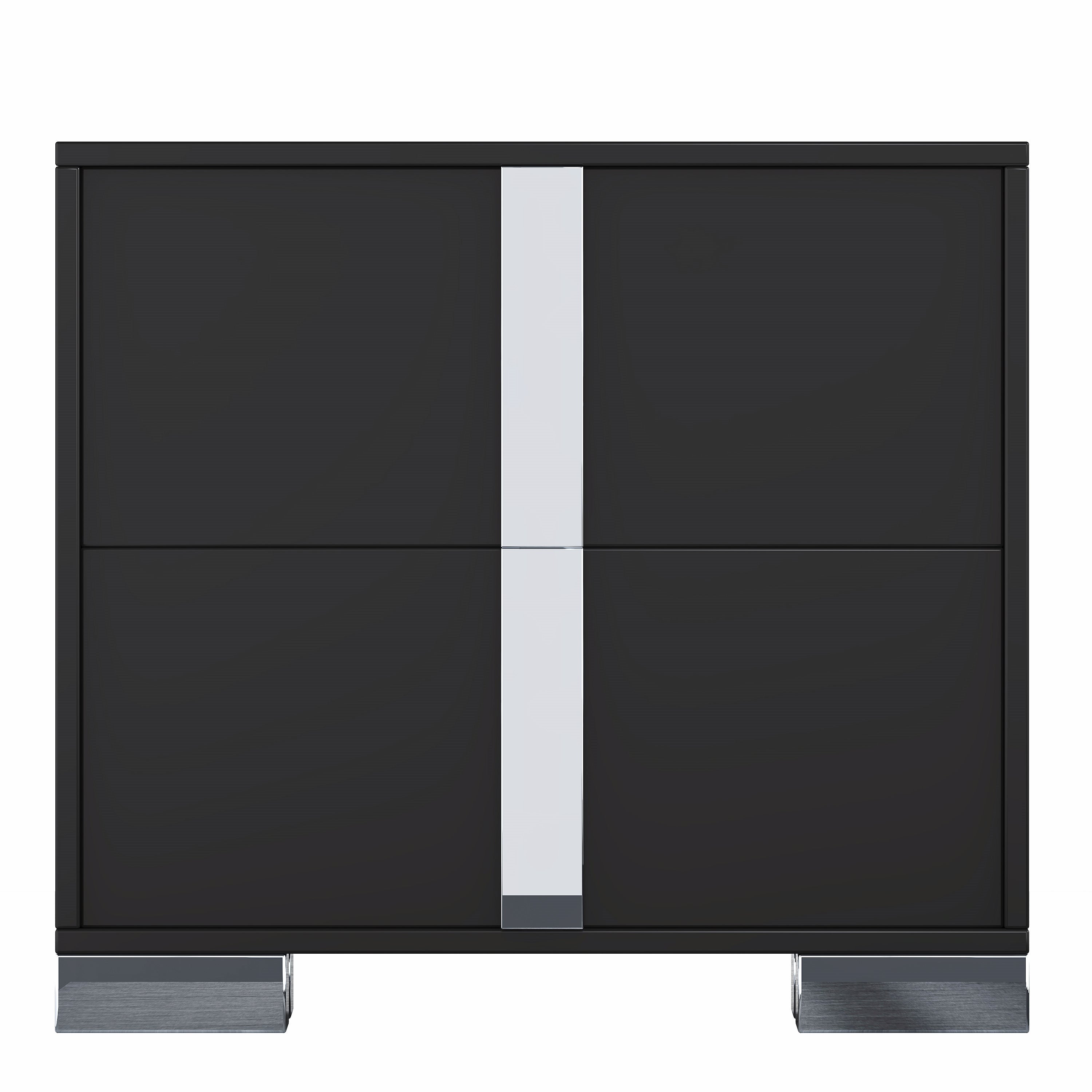 Mirrored black bedside table styled in a bedroom