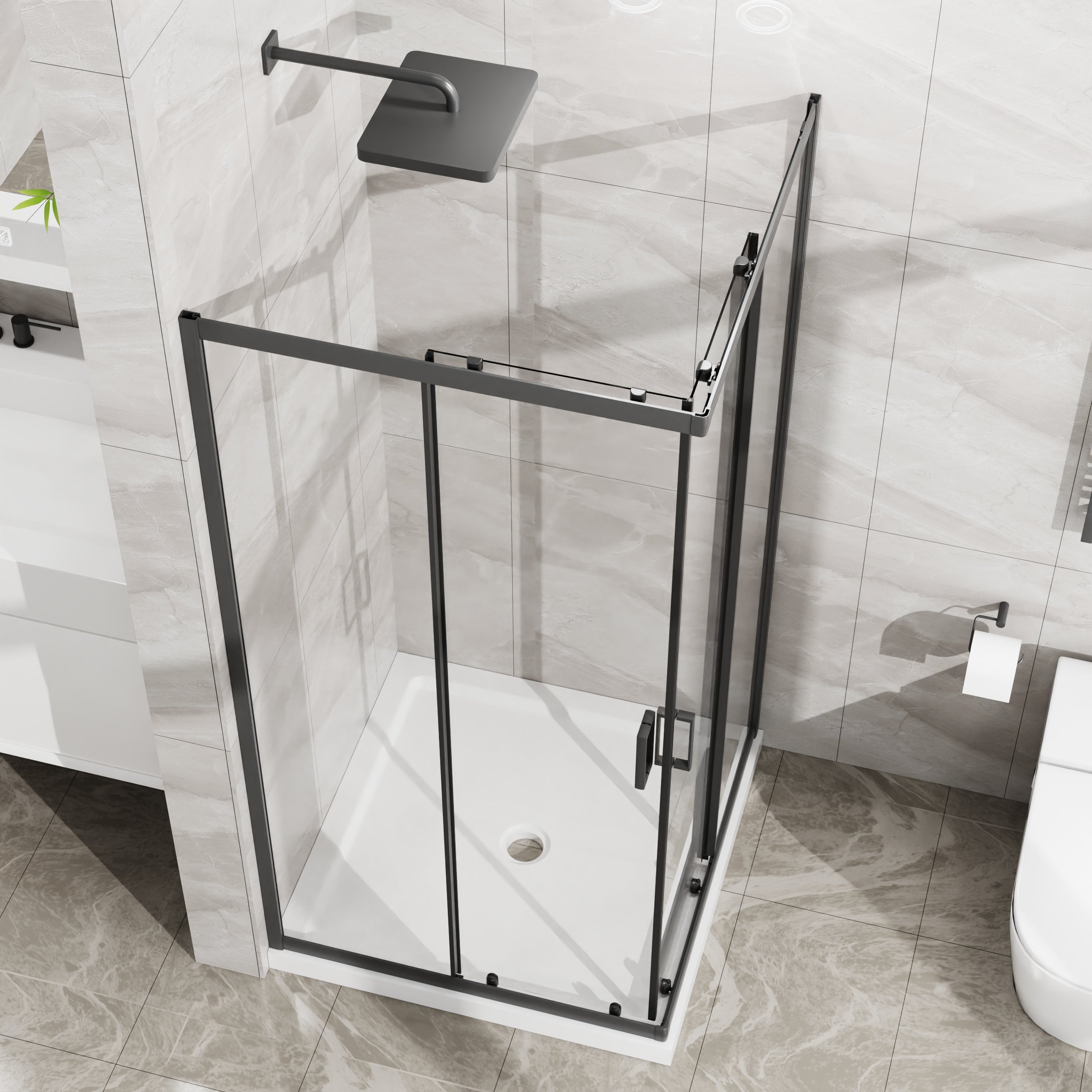 36 x 36 x 72 in Corner Shower Enclosure with Base - 36 x 36 x 72 in / White Base view 1