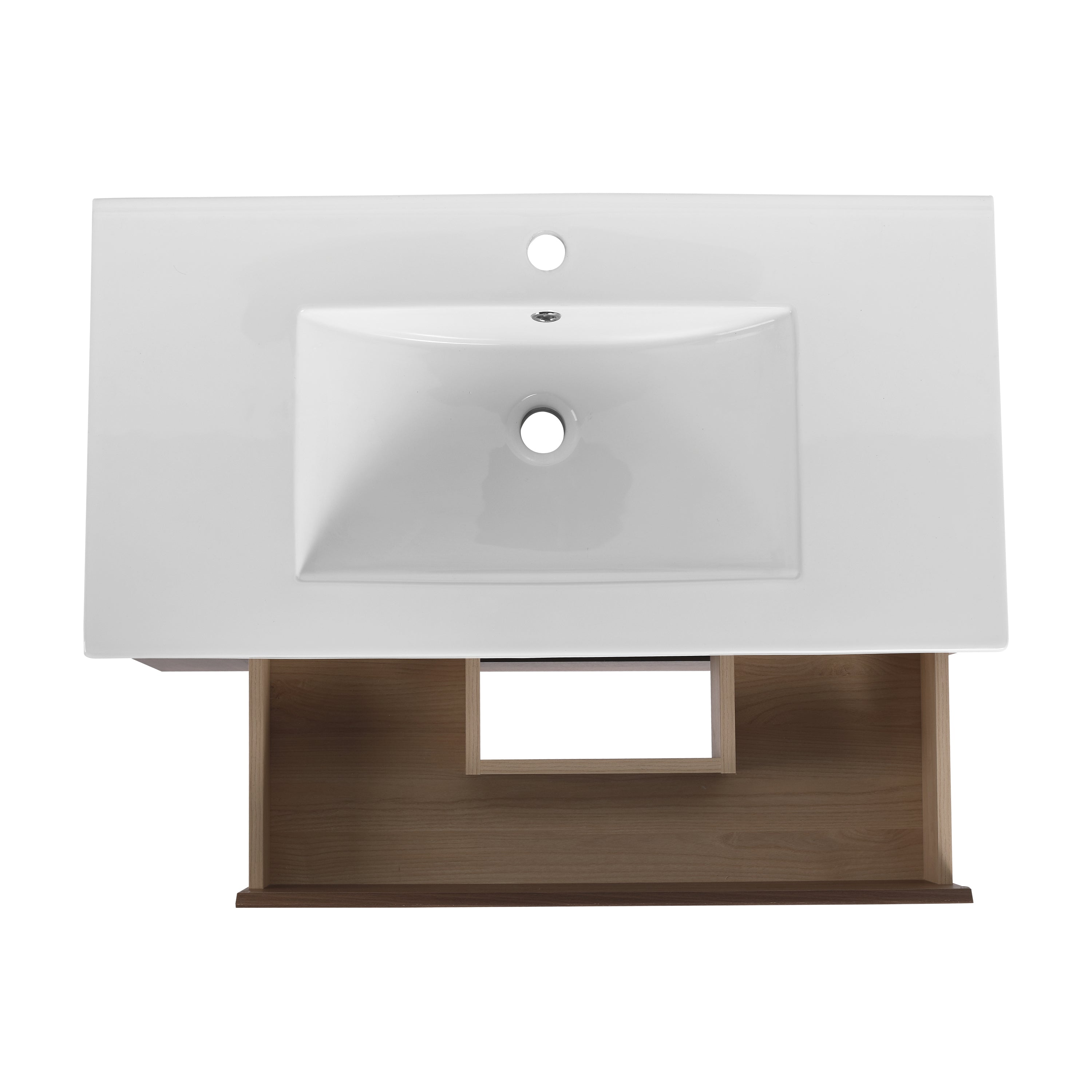 36" Wall Mounting Bathroom Vanity With Ceramic Sink, Soft Close Drawer