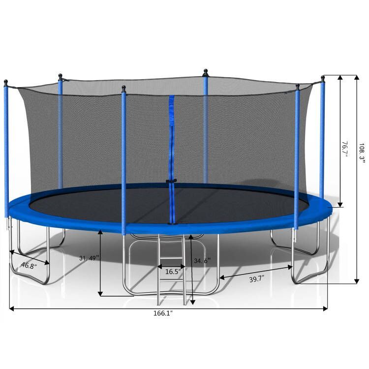 14FT  Trampoline with Safety Enclosure Net,Heavy Duty Jumping Mat and Spring Cover Padding for Kids and Adults,  Ladder