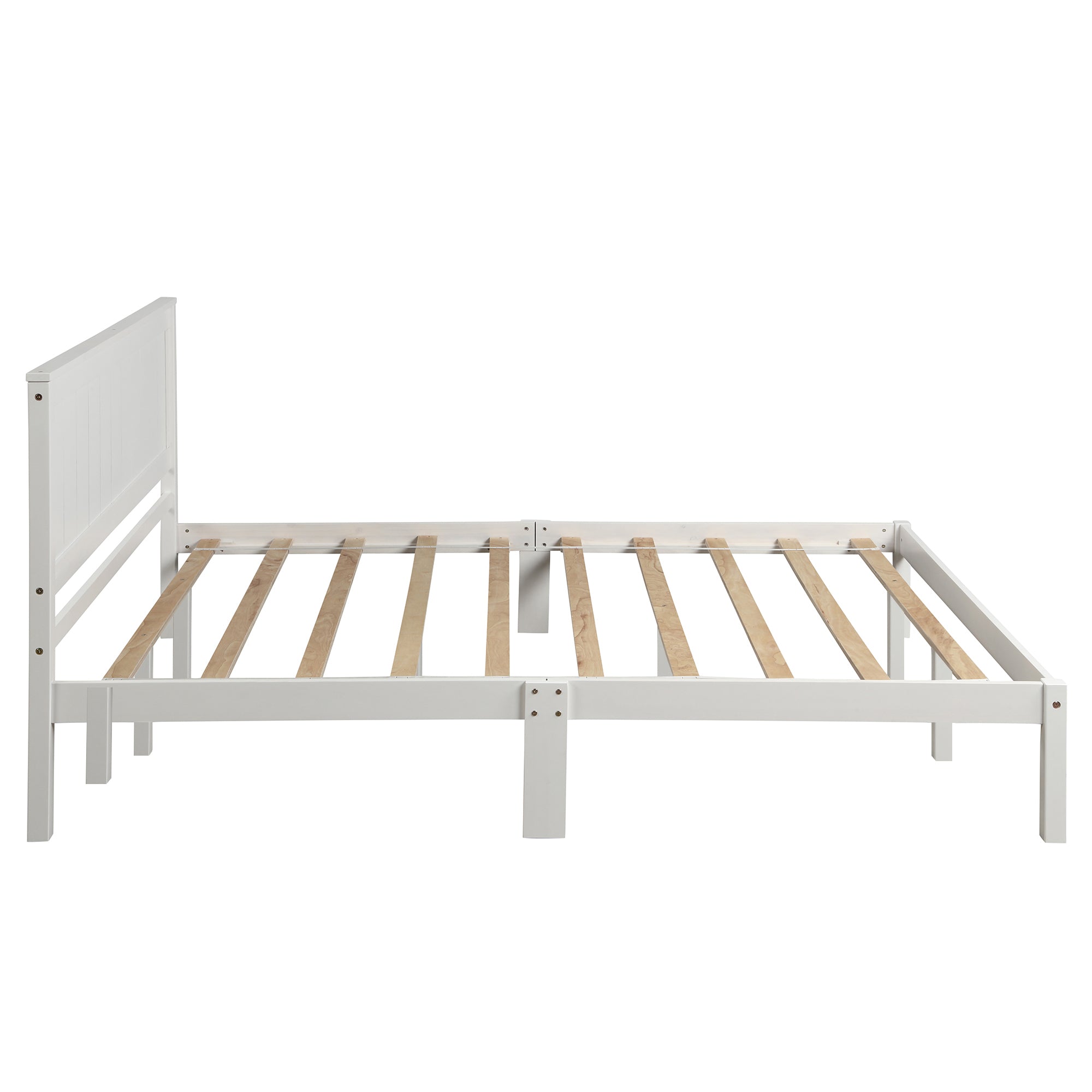 Platform Bed Frame with Headboard, Wood Slat Support, No Box Spring Needed, Queen, White(OLD SKU:WF191420AAK)