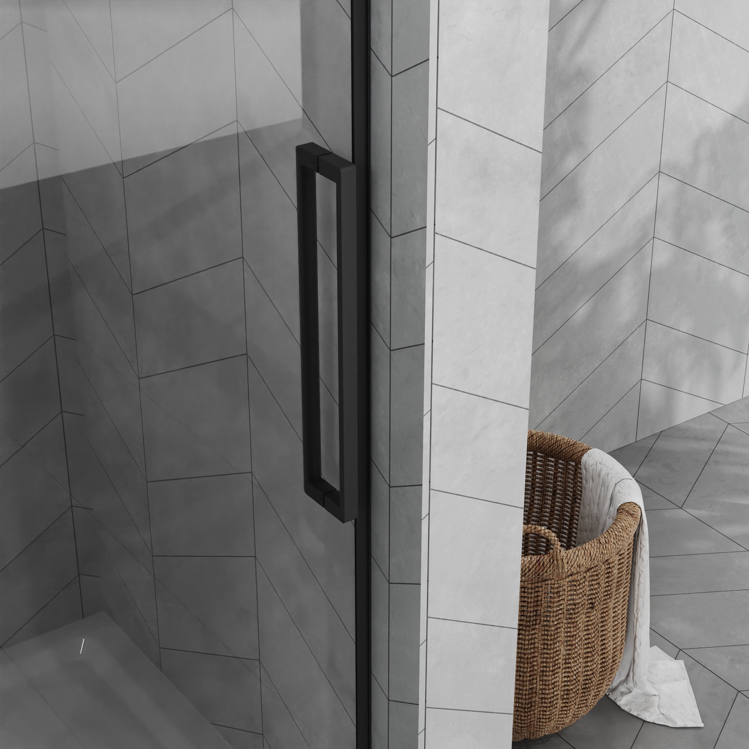 48 x 72 in Sliding Shower Door with Base - 48 x 72 in / Matte Black / White Base view 4