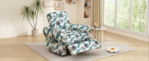 Green and brown manual swivel recliner rocker chair, front view