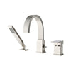 Waterfall Bathtub Faucet with Sprayer, 3-Hole Roman Tub Filler with Hand Shower Deck Mount Waterfall Tub Spout Set