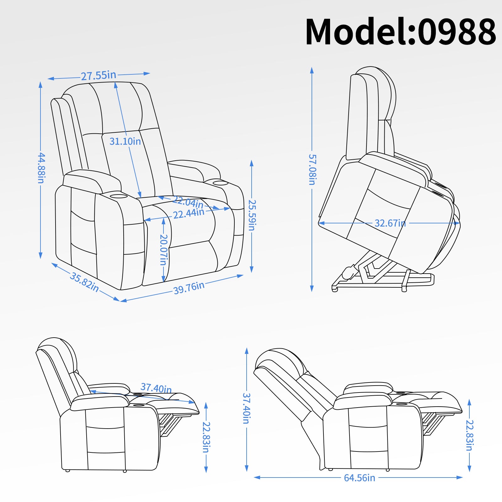 Infinite Position Single Motor Up to 350 LBS Power Lift Recliner Chair for Elderly, Heavy Duty Motion Mechanism with 8-Point Vibration Massage and Lumbar Heating, USB Charging Port, Cup Holders, Brown