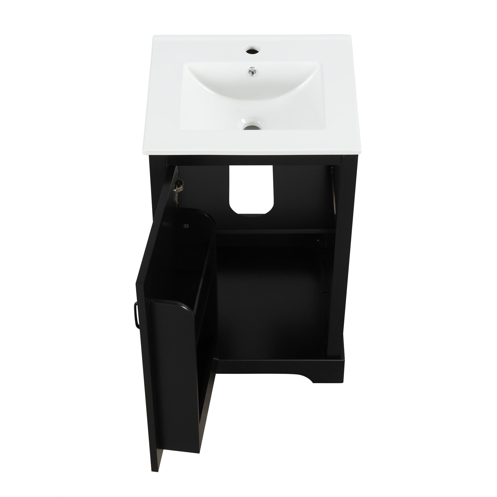 20" Bathroom Vanity with Sink, Bathroom Cabinet with Soft Closing Door, Storage Rack and Adjustable Shelve, Black