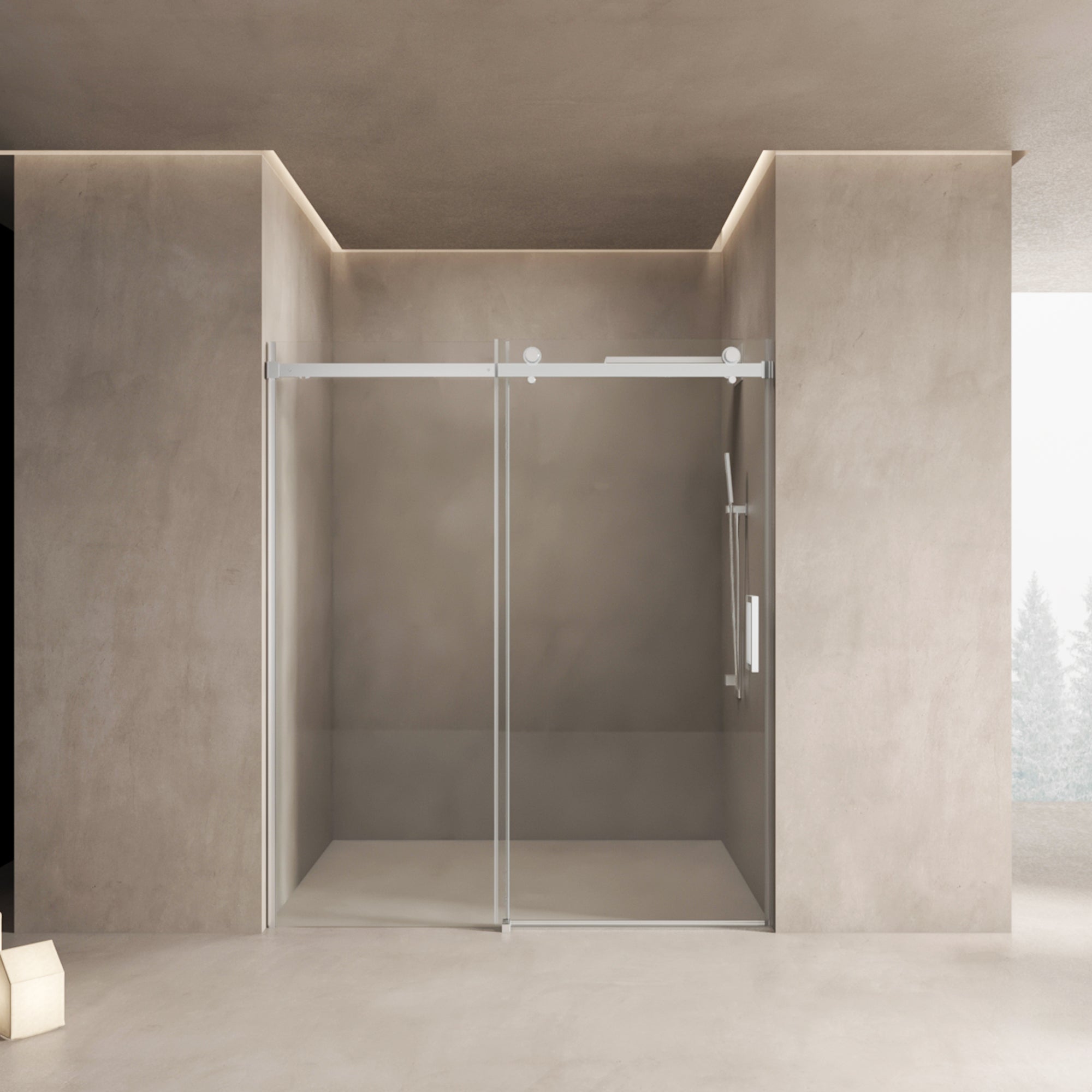 56"-60"W x 70"H Frameless Shower Door, Sliding Shower Door, with Premium 5/16"(8mm) Thick Tempered Glass Shower Enclosure,Double Side Easy Clean Coat,Brushed Nickel Finished With Buffer