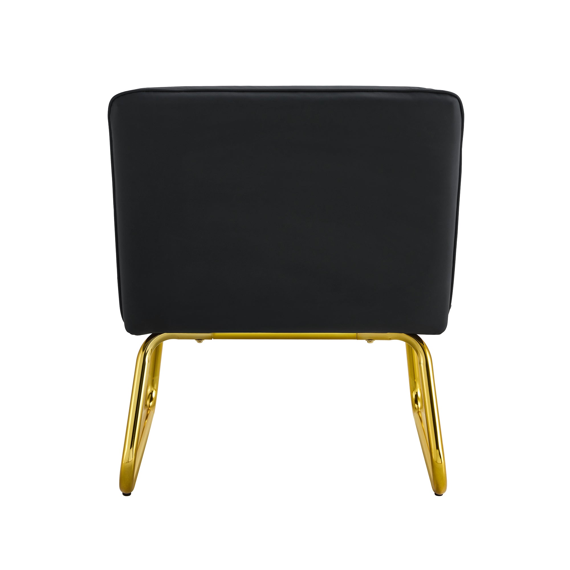 Black minimalist armless sofa chair with PU backrest and golden metal legs, suitable for offices, restaurants, kitchens, and bedrooms