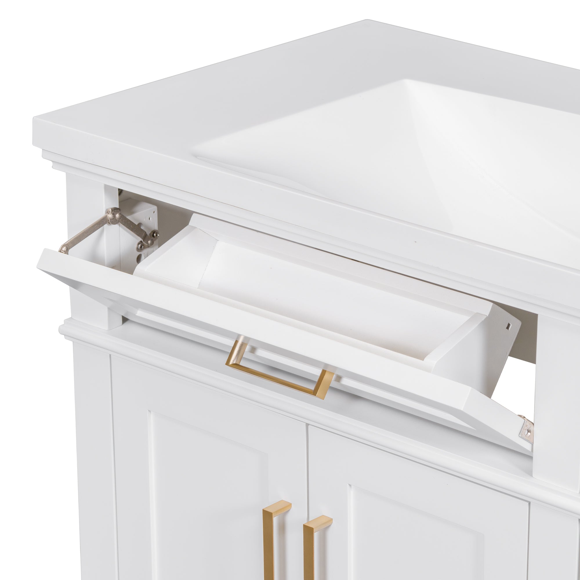 36-inch Bathroom Vanity with Resin Sink, Modern Bathroom Cabinet in White,Featuring Two Soft Close Doors and Four Drawers