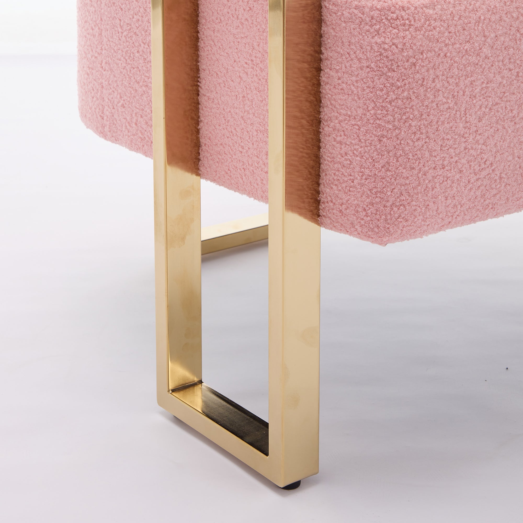 TS Modern decorative chair, living room side chair with gold metal legs, no wheels, suitable for dressing area, reception room, office,Teddy fleece upholstered metal foot sofa 1PC Pink