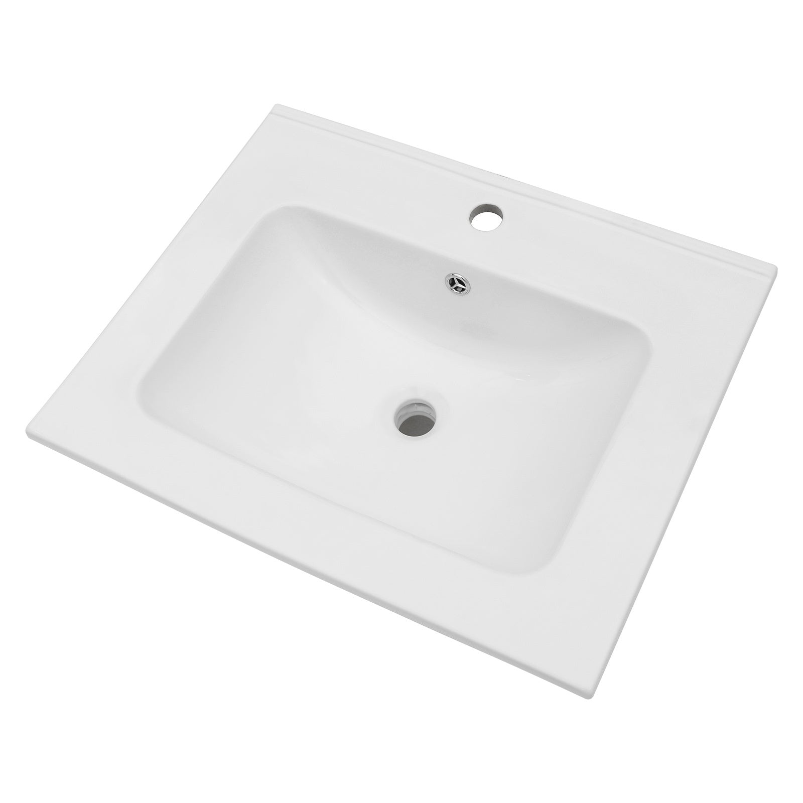 24"x19.7" White Rectangular Single Vanity Top with 1 Faucet Hole and Overflow(Sink Only)