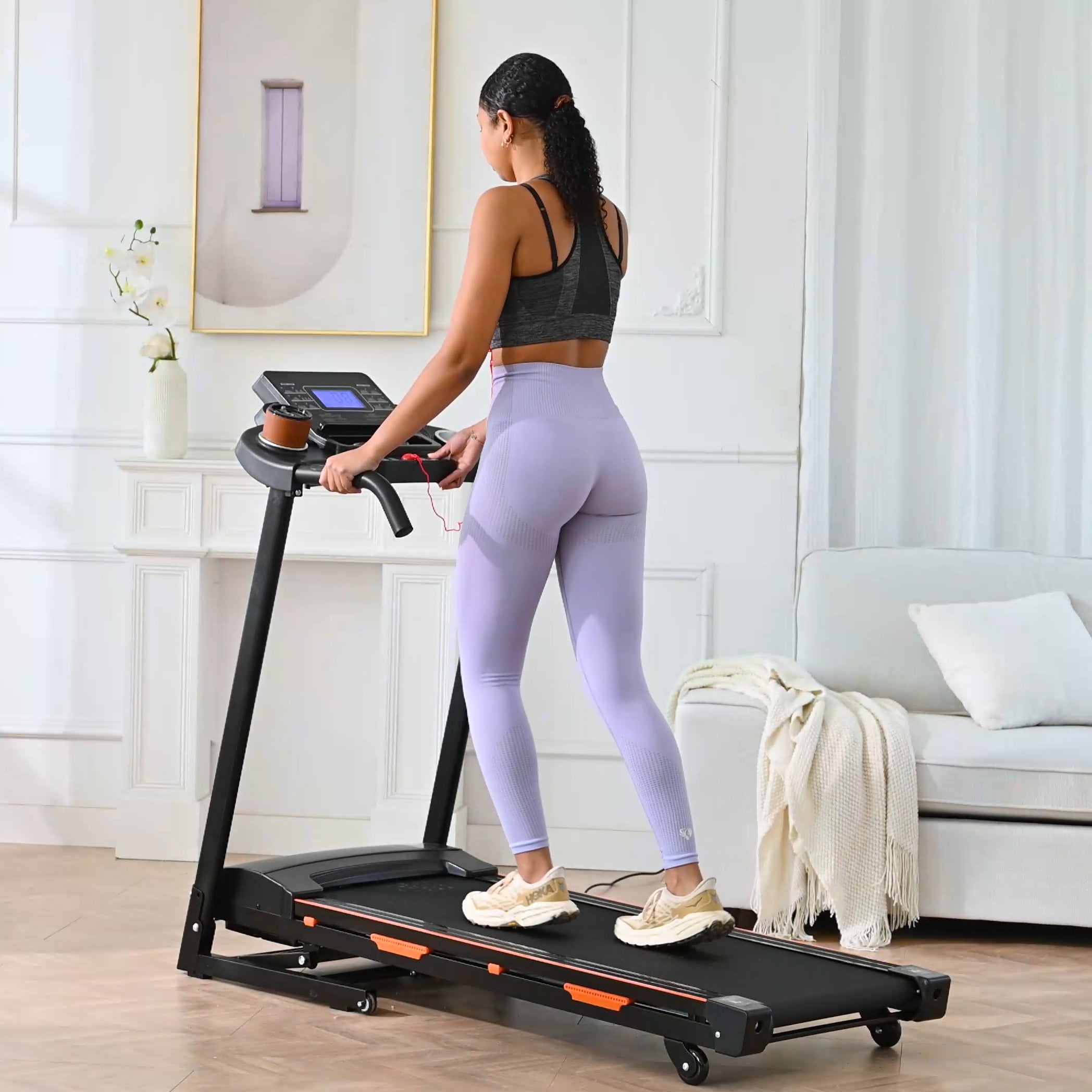 Foldable Treadmill with Incline, Electric Treadmill with Bluetooth Speaker, 3.5HP Powerful Motor, 330LBS Weight Capacity, Fitshow APP Support