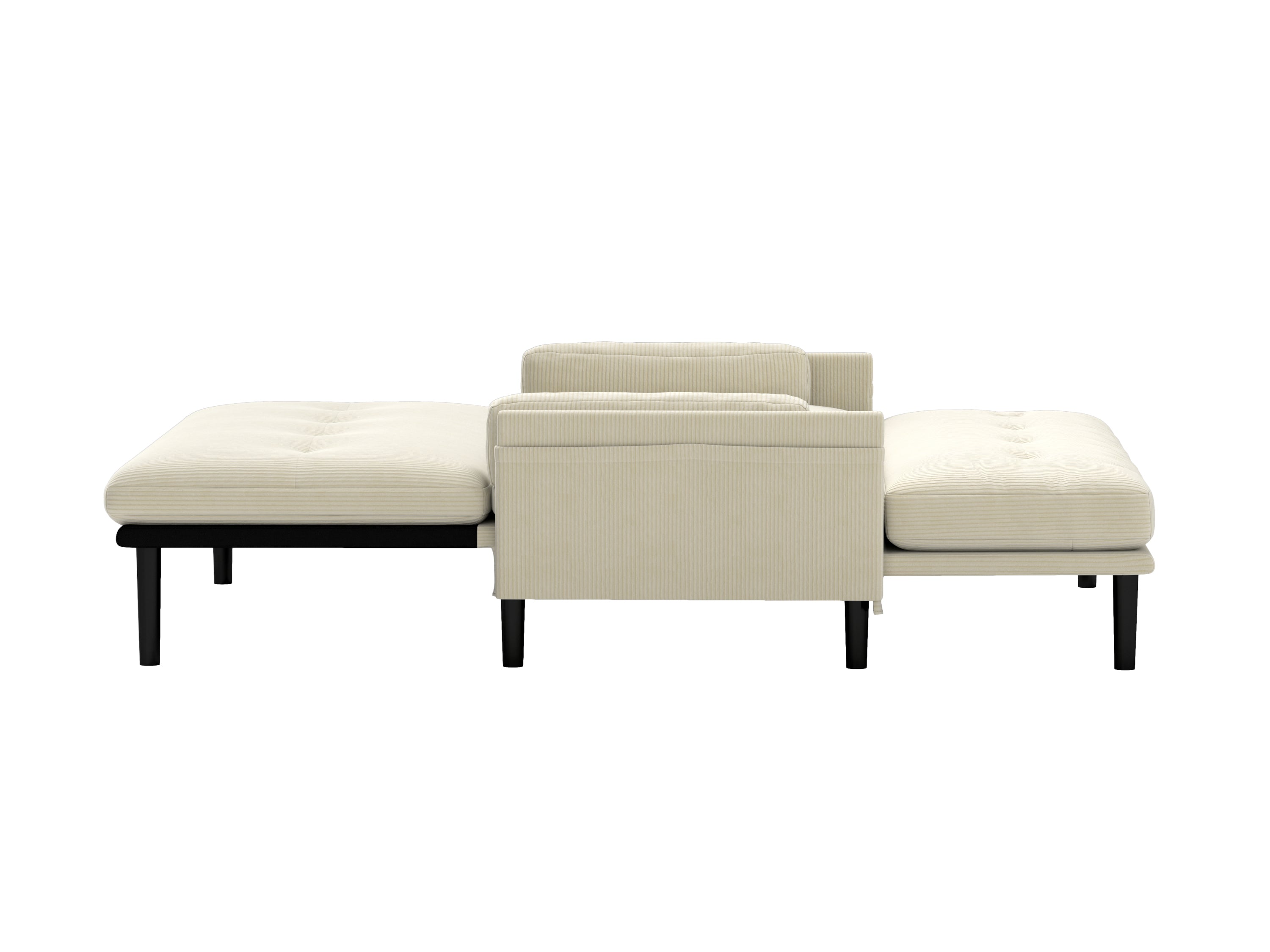 Ivory Corduroy Loveseat, Convertible Lounge Chair and Bed