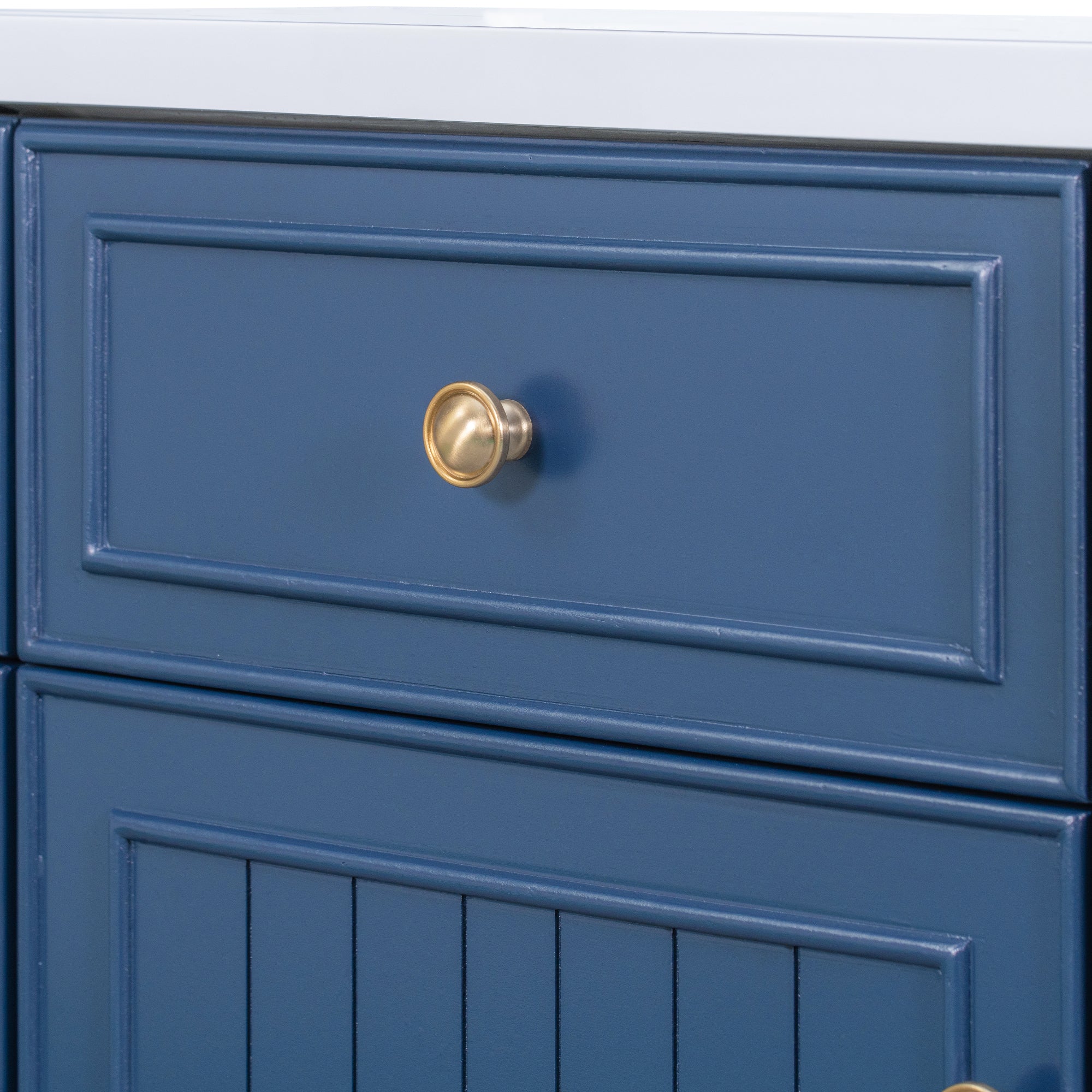 36" Bathroom Vanity Cabinet with Sink Top Combo Set, Navy Blue, Single Sink, Shaker Cabinet with Soft Closing Door and Drawer