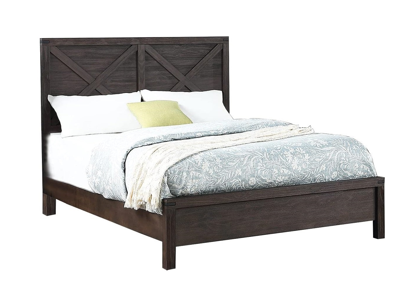 Rustic Contemporary Espresso 1pc Queen Size Bed Wooden X-Design HB Unique Look Bedroom Furniture