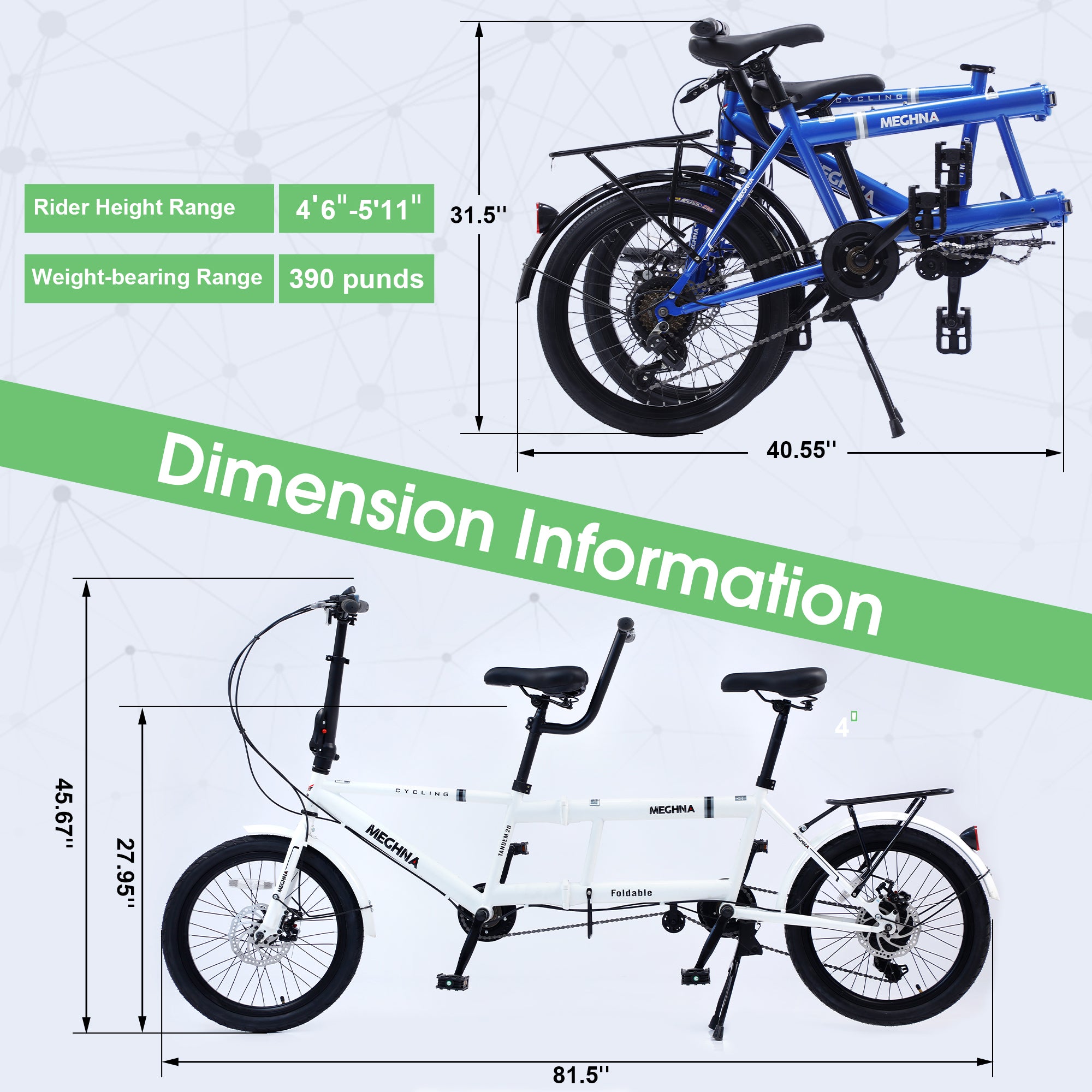 Tandem bike ,20inch wheels ,2-seater ,shimano 7 speed ,foldable tandem adult beach cruiser