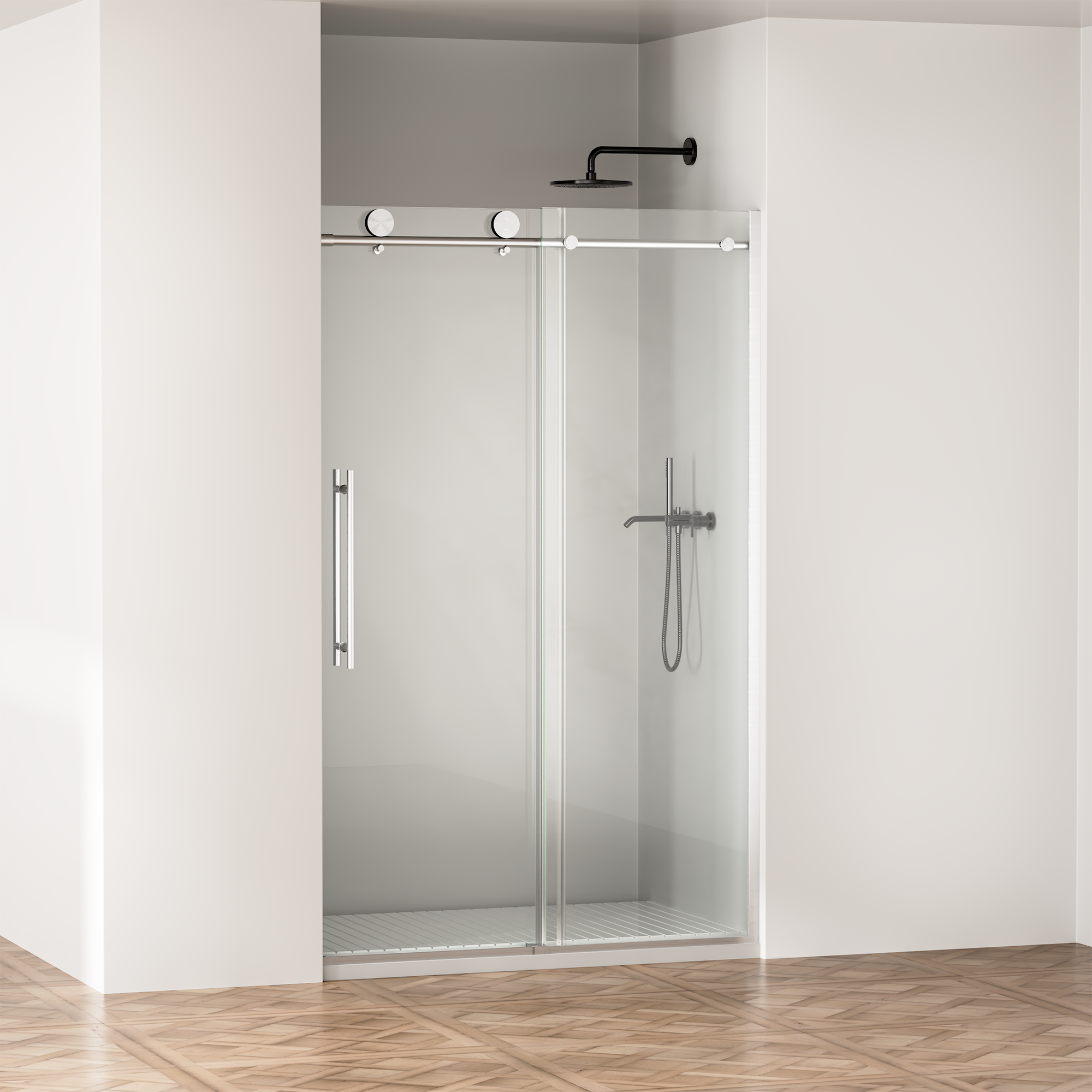 44-48 x 75 in Frameless Sliding Shower Door - 44-48 x 75 in / Brushed Nickel view 2