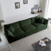 Mid-Century Modern Couch 3-Seater Sofa with 2 Armrest Pillows and 3 Toss Pillows, Couch for Living Room Green Chenille