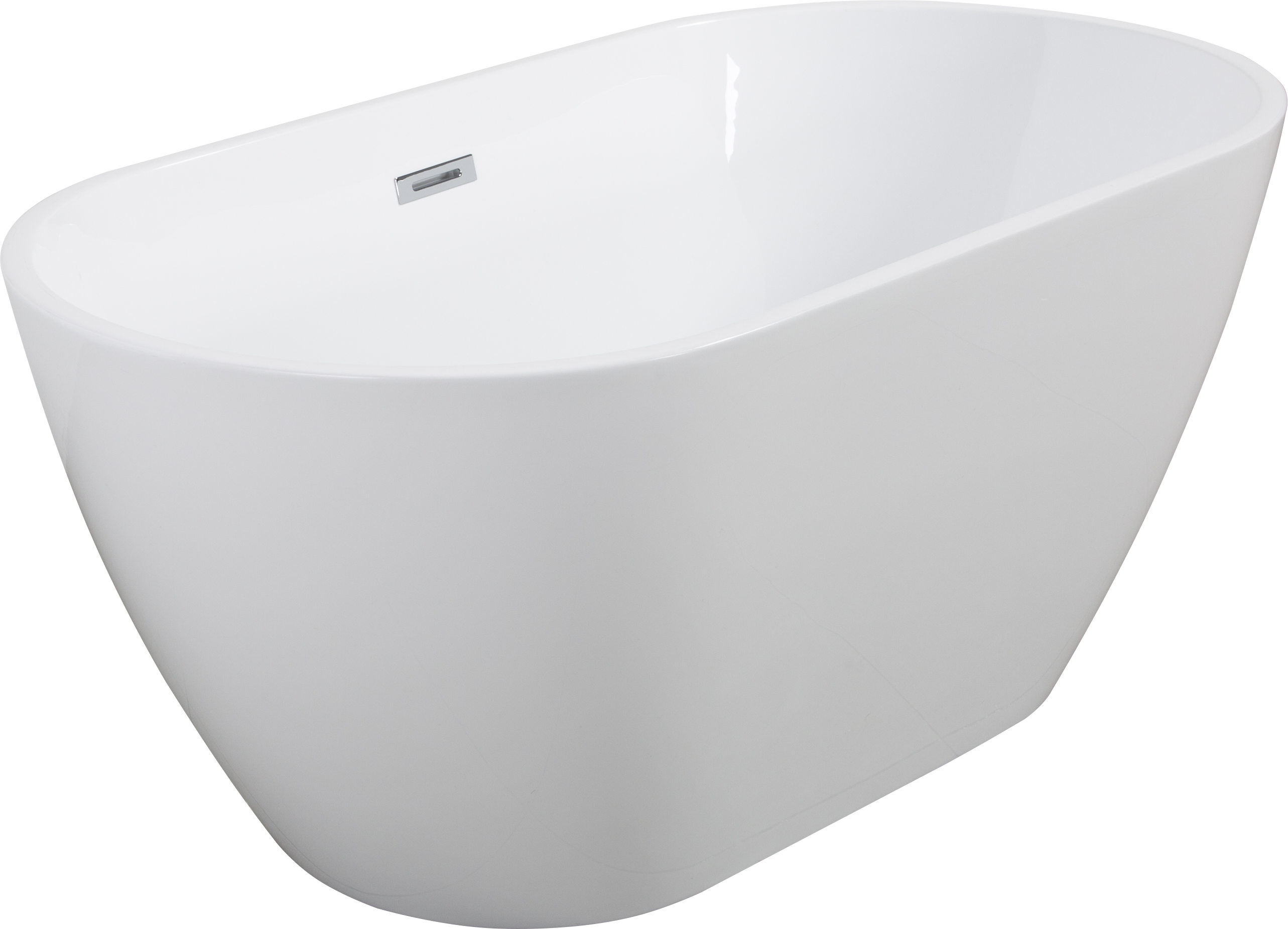 63" Shiny White Acrylic Freestanding Soaking Bathtub with Chrome Overflow and Drain, cUPC Certified - 63*28.8 22A09-63