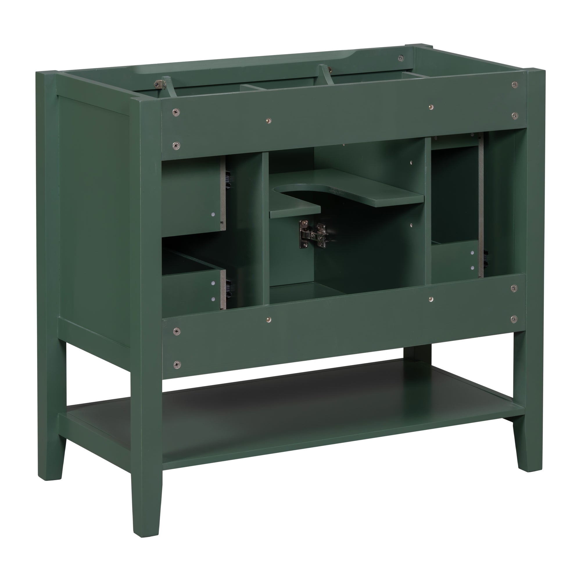 36" Bathroom Vanity without Sink, Cabinet Base Only, One Cabinet and three Drawers, Green