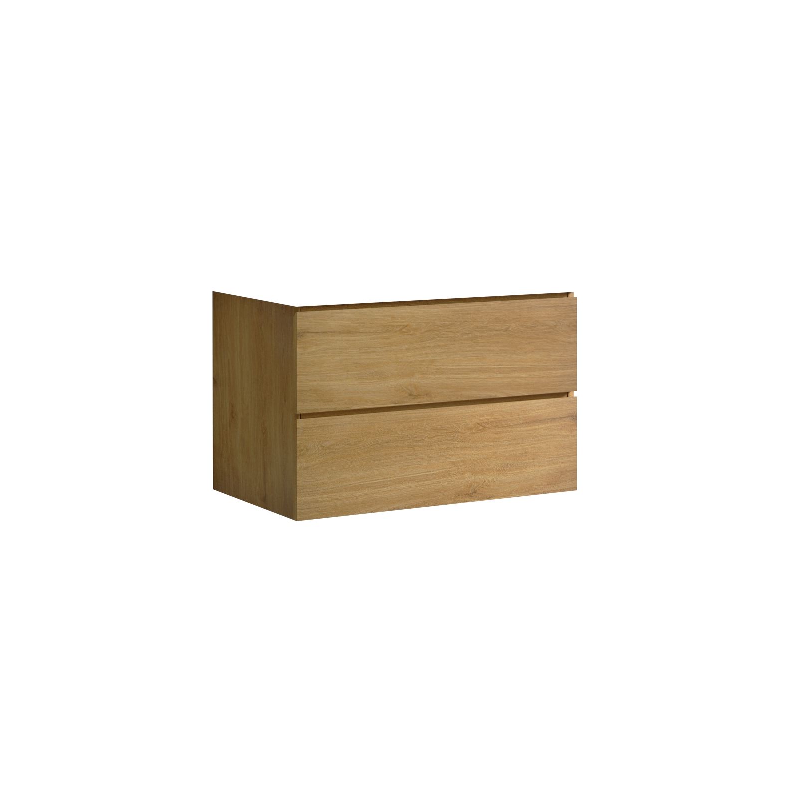 Alice30-106, Wall mount cabinet WITHOUT basin, Natural oak color, with two drawers, Pre-assembled