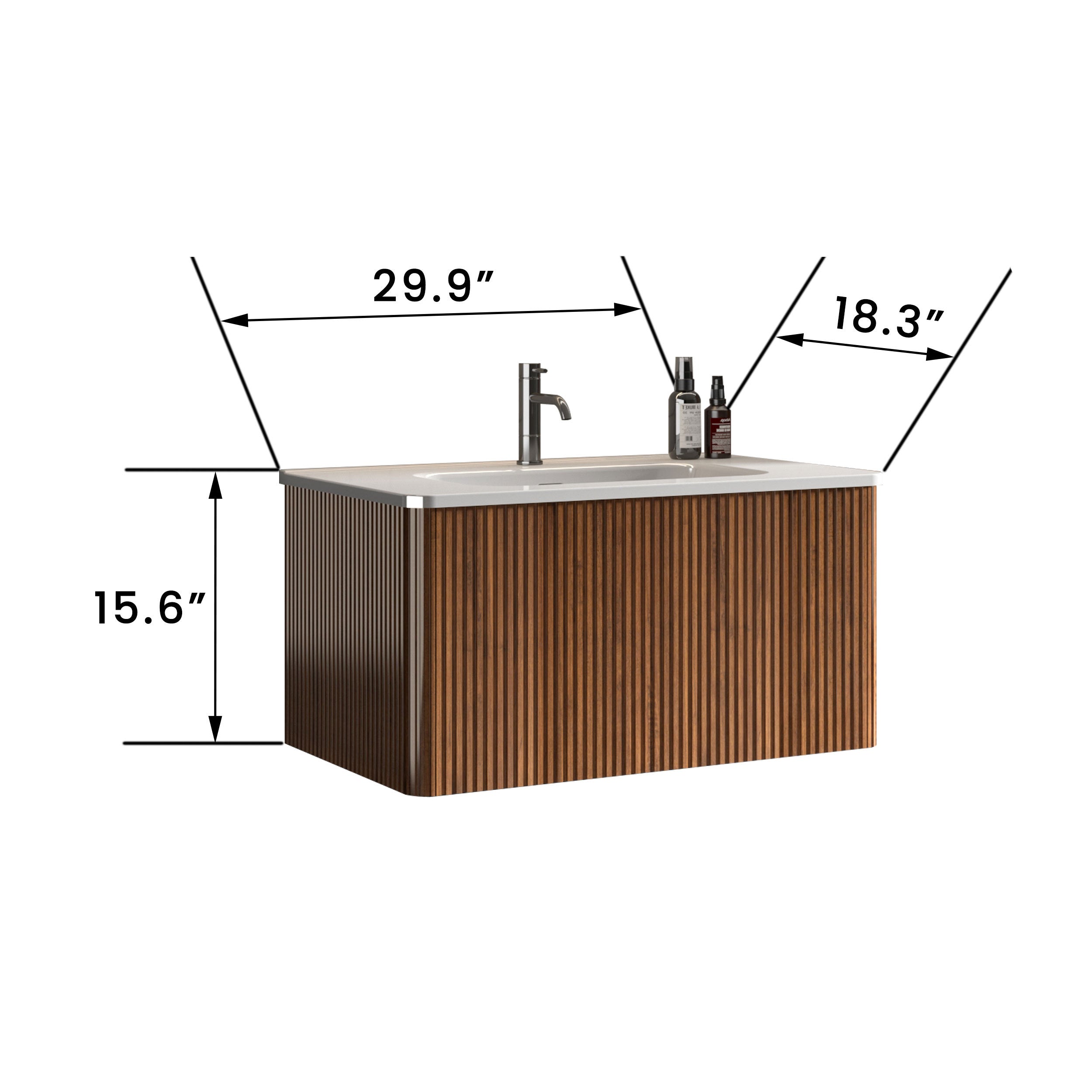 CC0430F305 Etna 30" Striped Walnut Bathroom Vanity WITHOUT Sink, Freestanding Bathroom Cabinet for Modern Bathroom