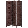 6' Tall Wicker Weave 3 Panel Room Divider Privacy Screen - Brown