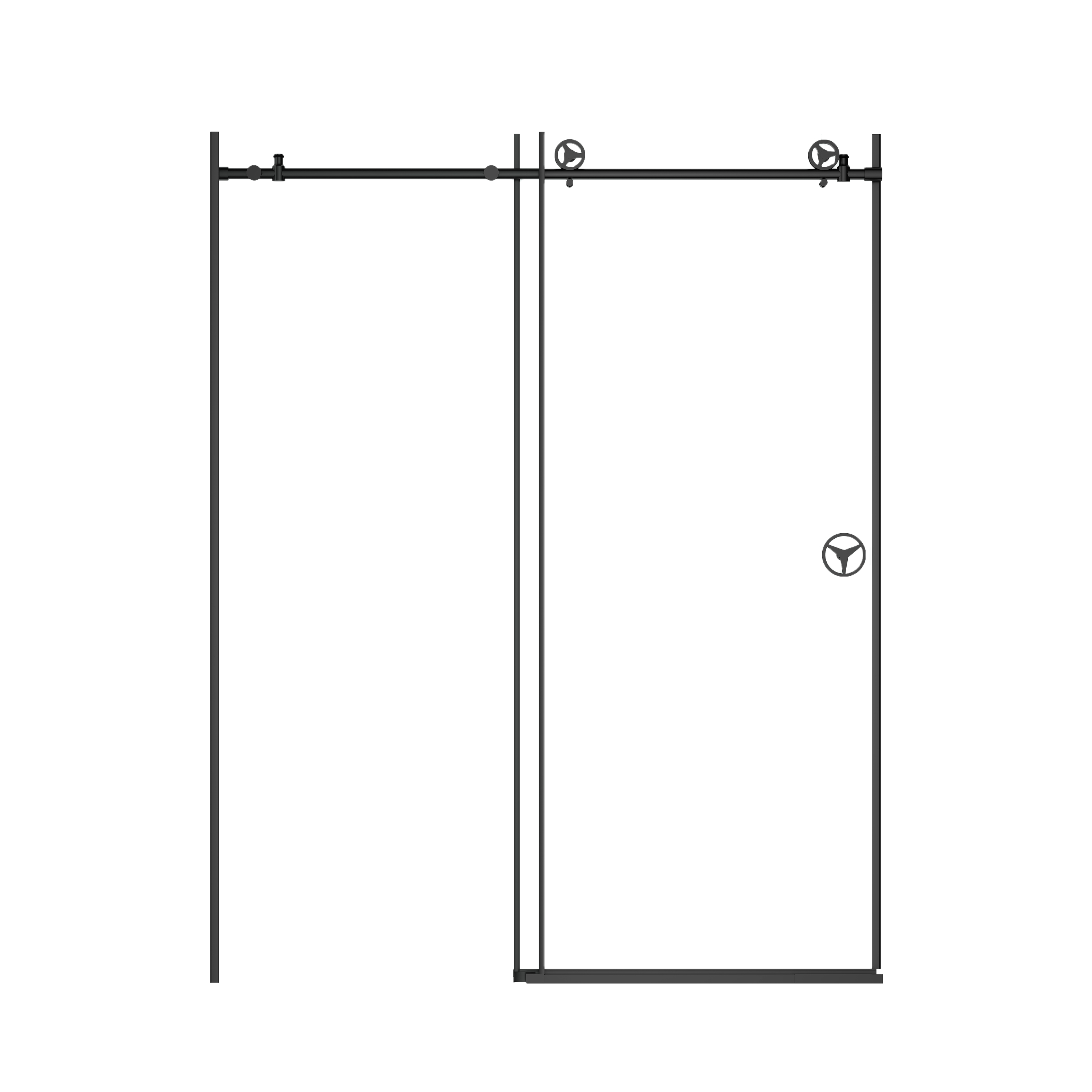 60"W x 76"H Sliding Frameless Shower Door in Matte Black with Clear Glass