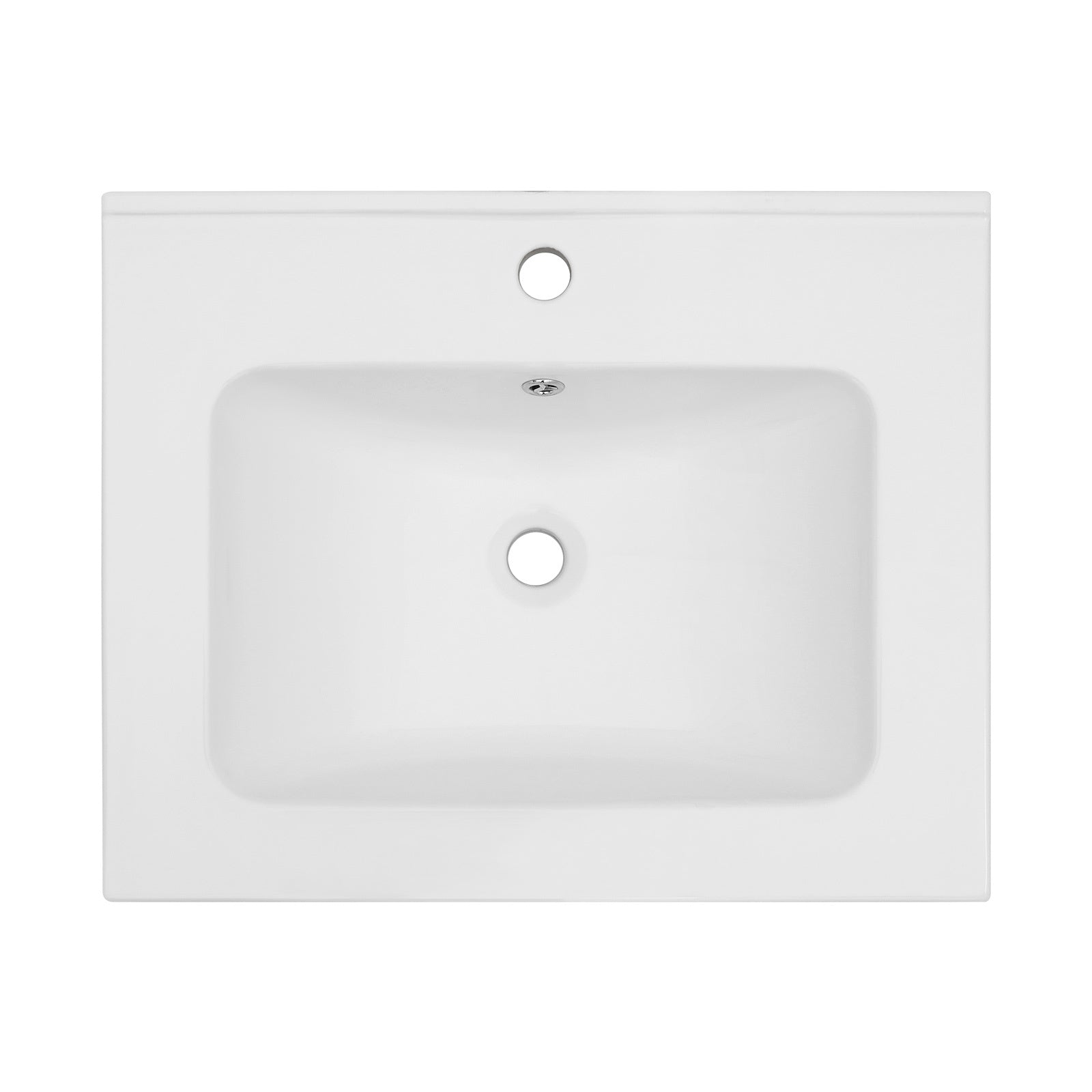 24"x19.7" White Rectangular Single Vanity Top with 1 Faucet Hole and Overflow(Sink Only)