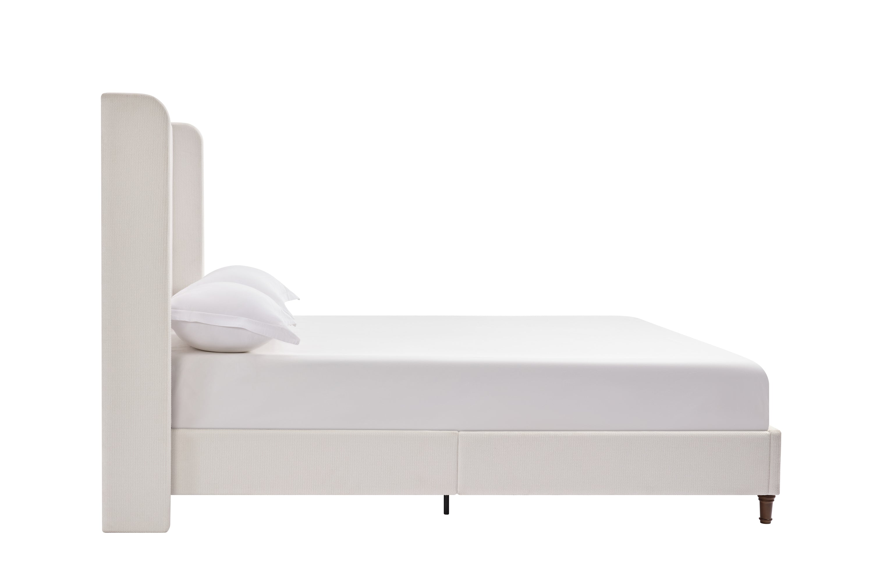 Harper Tall Headboard Upholstered Bed / 54" High Headboard / Elegant Simplicity  / No Box Spring Needed / Easy Assembly / Queen / Cream White Chenille