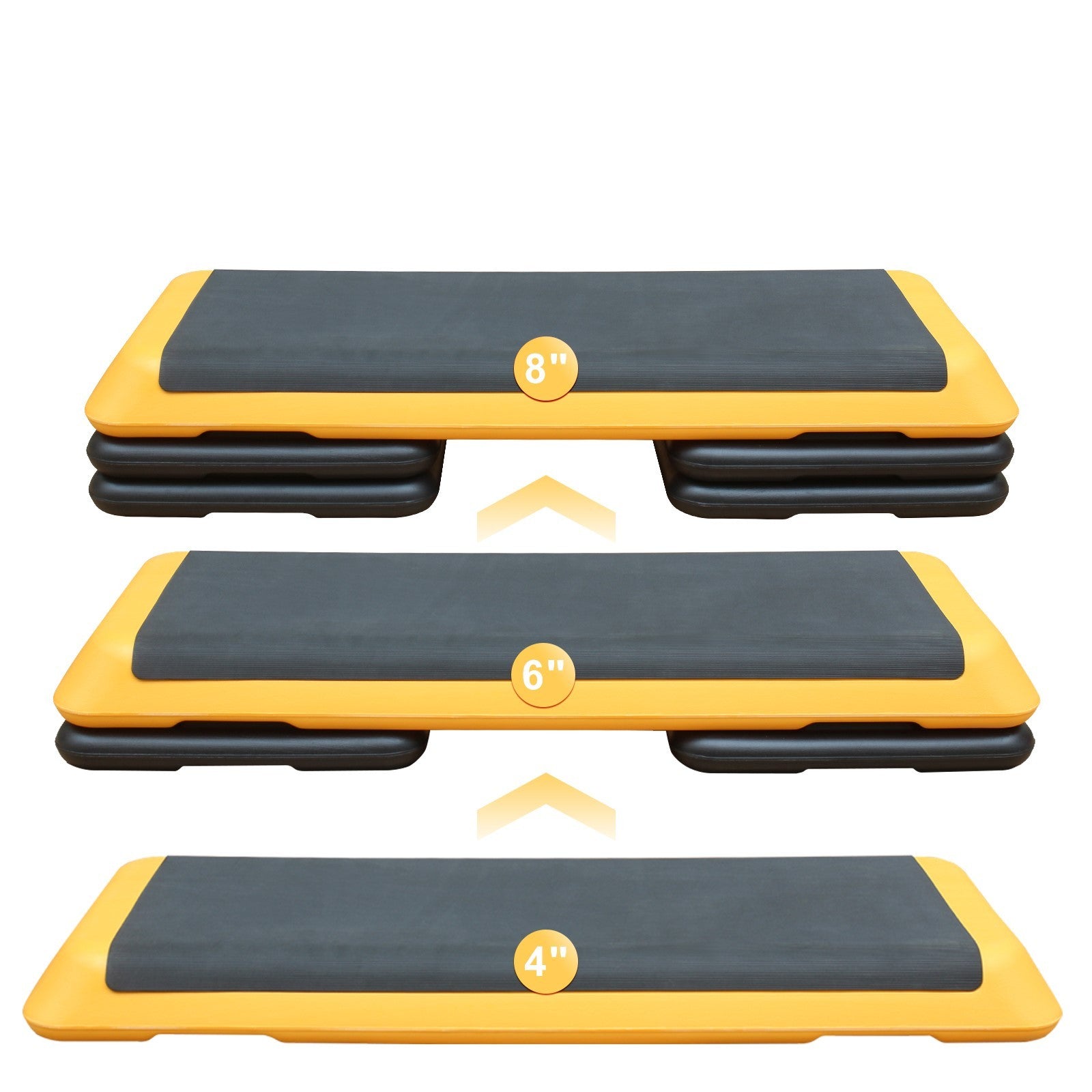 Adjustable Aerobic Step Workout Step with 4 Risers Fitness & Exercise Platform Trainer Yellow