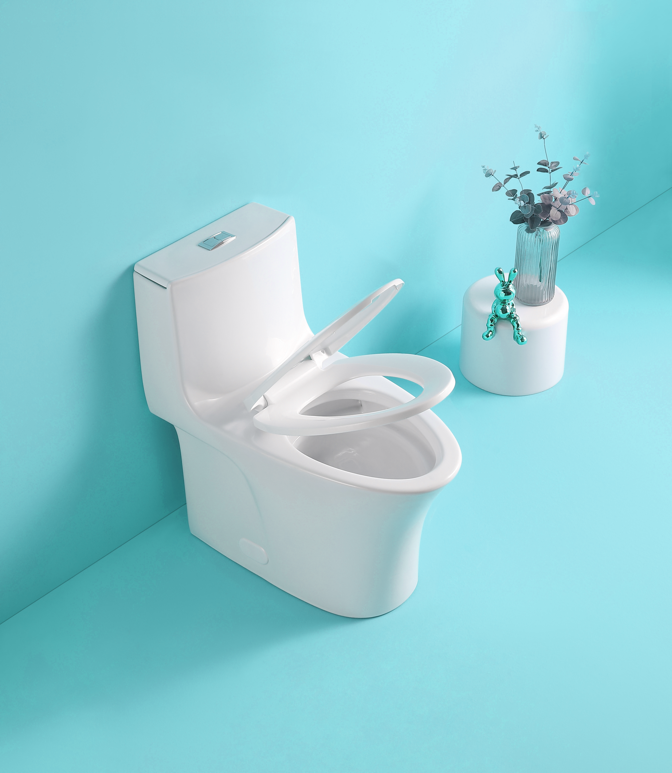 1.1/1.60 GPF Dual-Flush One Piece Toilet, Water-Saving Elongated Comfort Height Floor Mounted, Soft Closing Seat, 1000 Gram Map Flushing Score Toilet, Gloss White 23T02-GW