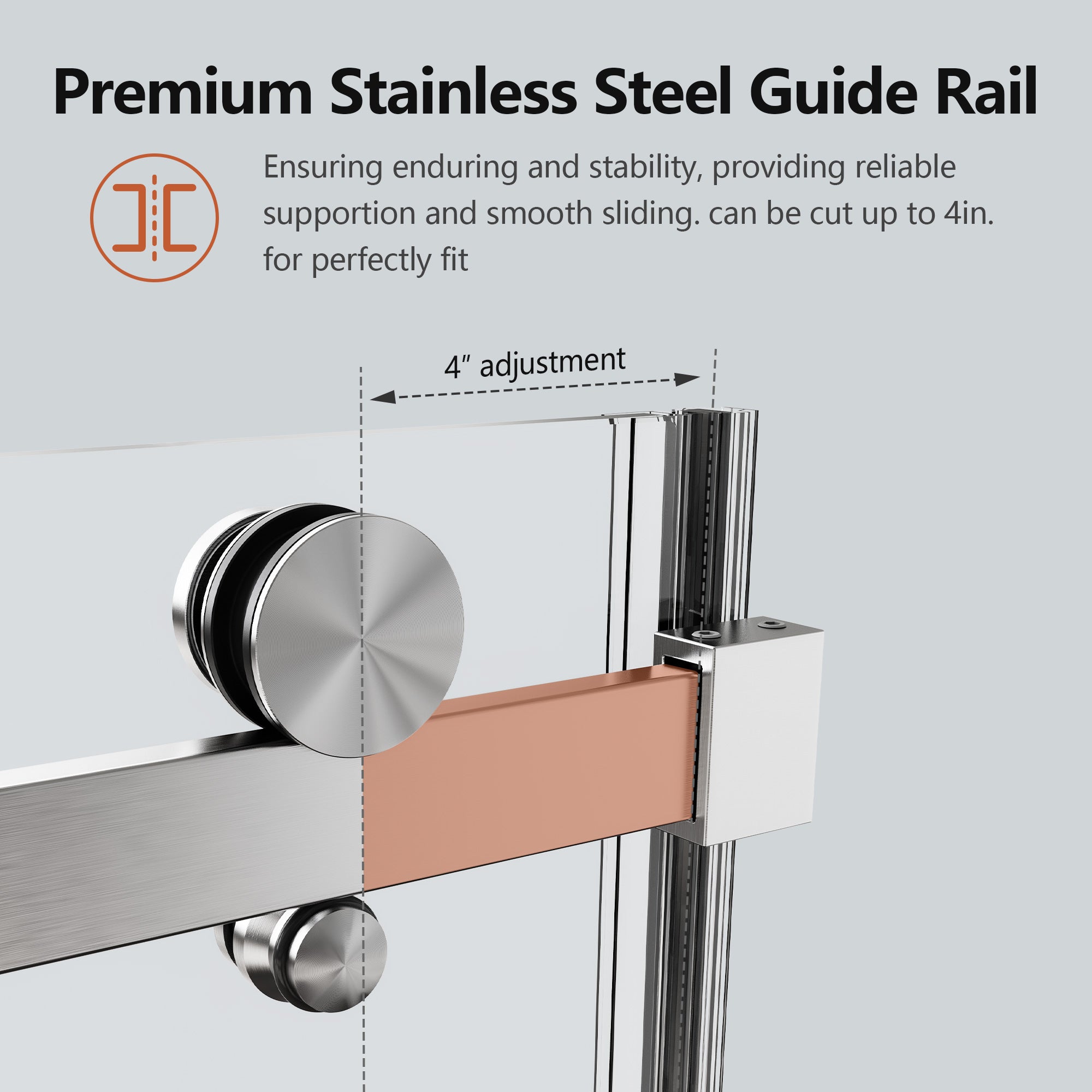 56-60 x 74 in Frameless Single Sliding Shower Door - Brushed Nickel view 6
