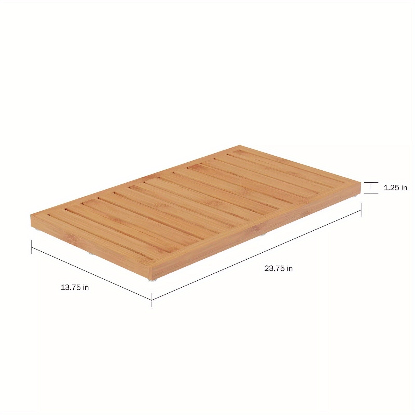 Bamboo Bath Mat - Natural Wooden, Non-Slip Slatted Design for Bathroom