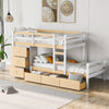 Twin over Twin Loft Bunk Bed with Drawers and Ladder, Natural