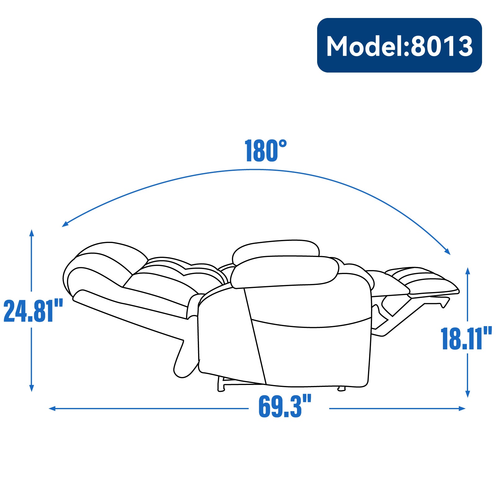 Blue Dual Motor Infinite Position Up to 350 LBS Chenille Power Lift Recliner Chair, Heavy Duty Motion Mechanism with 8-Point Vibration Massage and Lumbar Heating, Dual Cup Holders