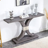 Modern minimalist style natural gray wood foyer table, equipped with MDF wood tabletop and MDF stainless steel bracket, enhances the beauty and artistic atmosphere of the home, suitable for foyer .FXG