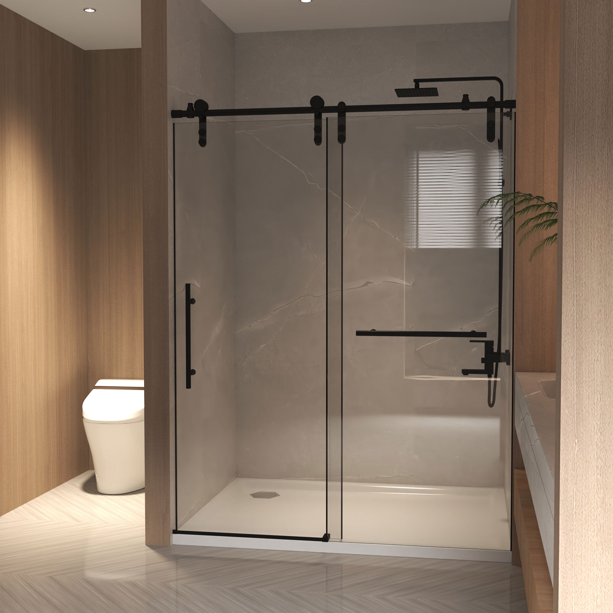 44-54 x 76 in Frameless Sliding Shower Door view 4