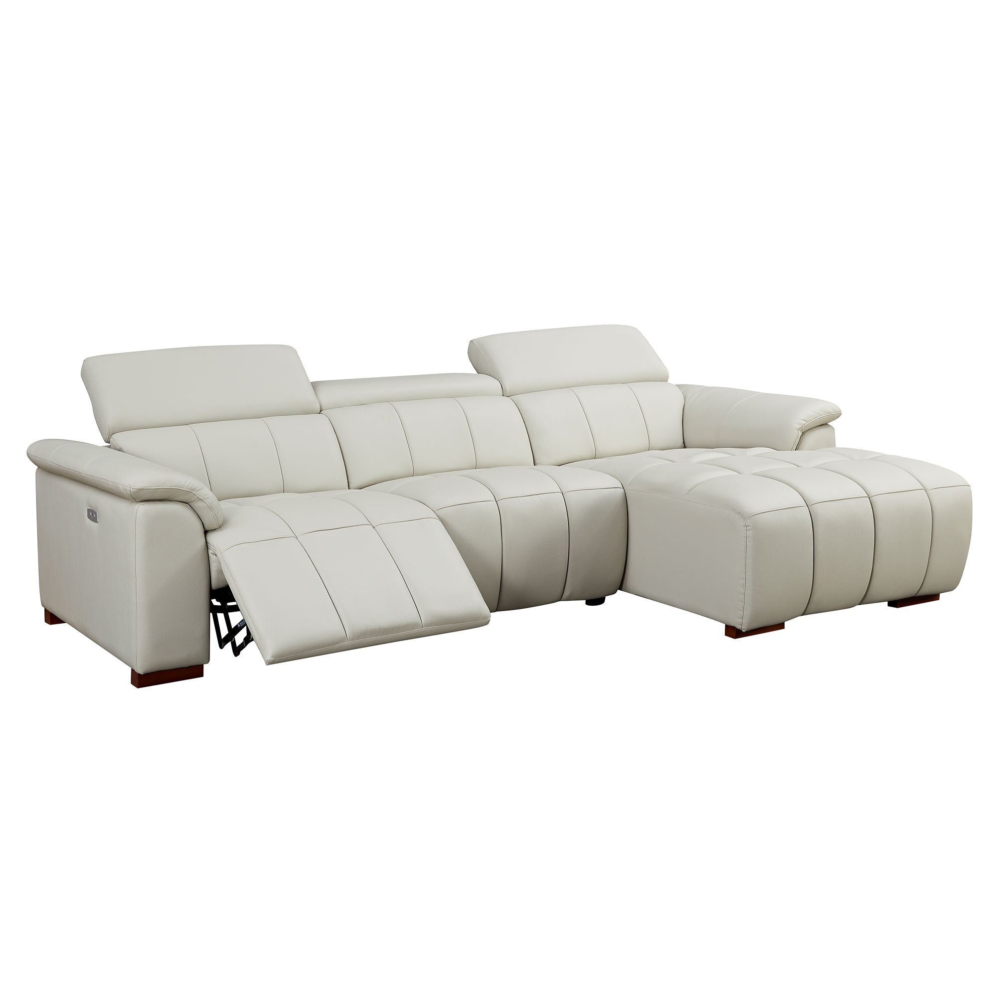 Wall-Hugger Reclining Sofa Modern Electric Control Genuine Leather L Shaped Couch,Lounge Seat Theater Seating Furniture with USB Port, Sofa with Headrest & Footrest for Living Room,Apartment,Office