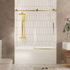 Frameless shower door 56-60 inch brushed gold front view