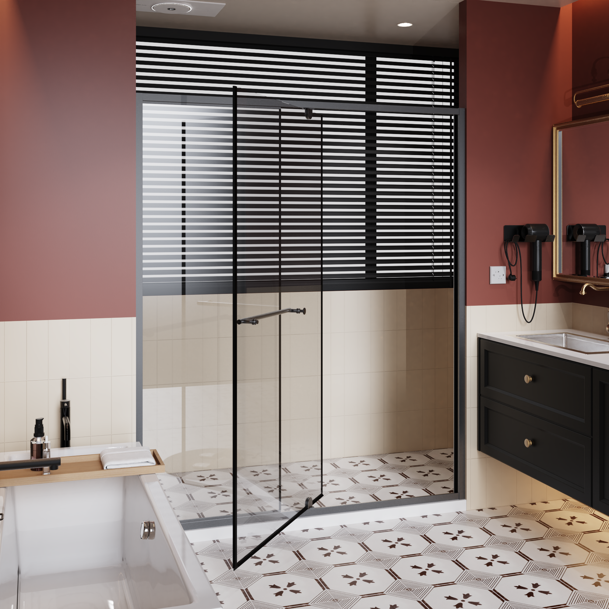 56-60 x 72 in Pivot Shower Door - 56-60 x 72 in / Matte Black view 1