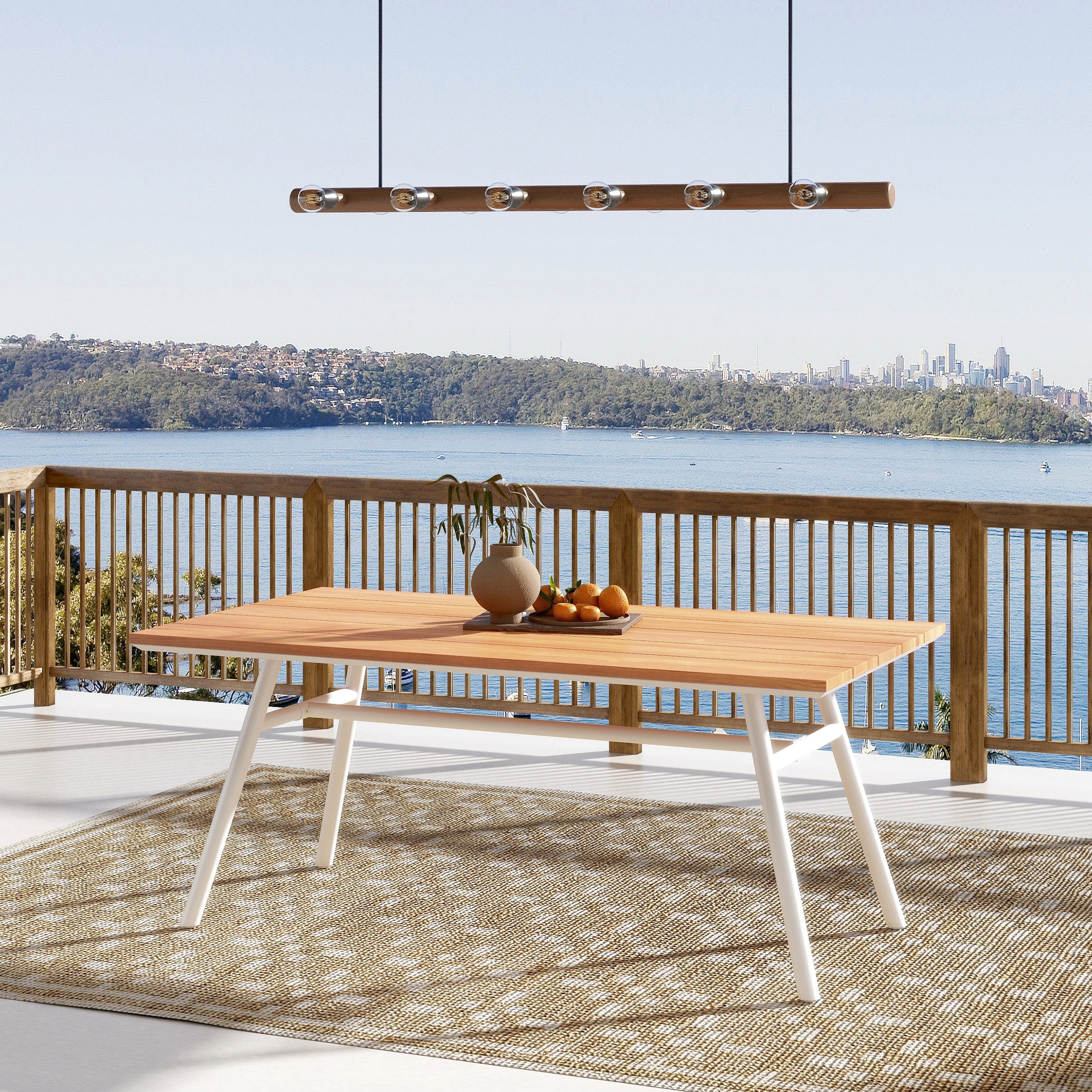 Maiden 71" 6-Seater Teak & Aluminum Patio Dining Table, Natural Teak