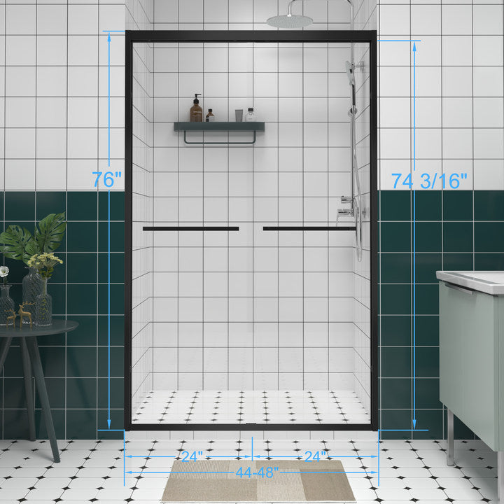 44-48 x 76 in Matte Black Bypass Shower Door view 2
