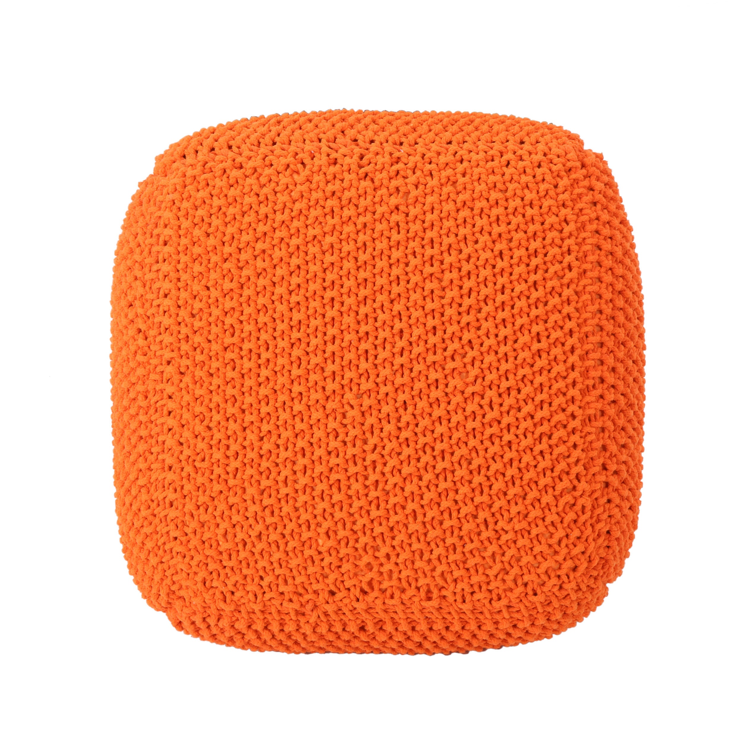 Hollis Knitted Cotton Pouf Cube 20 x 20 x 16 Pouf