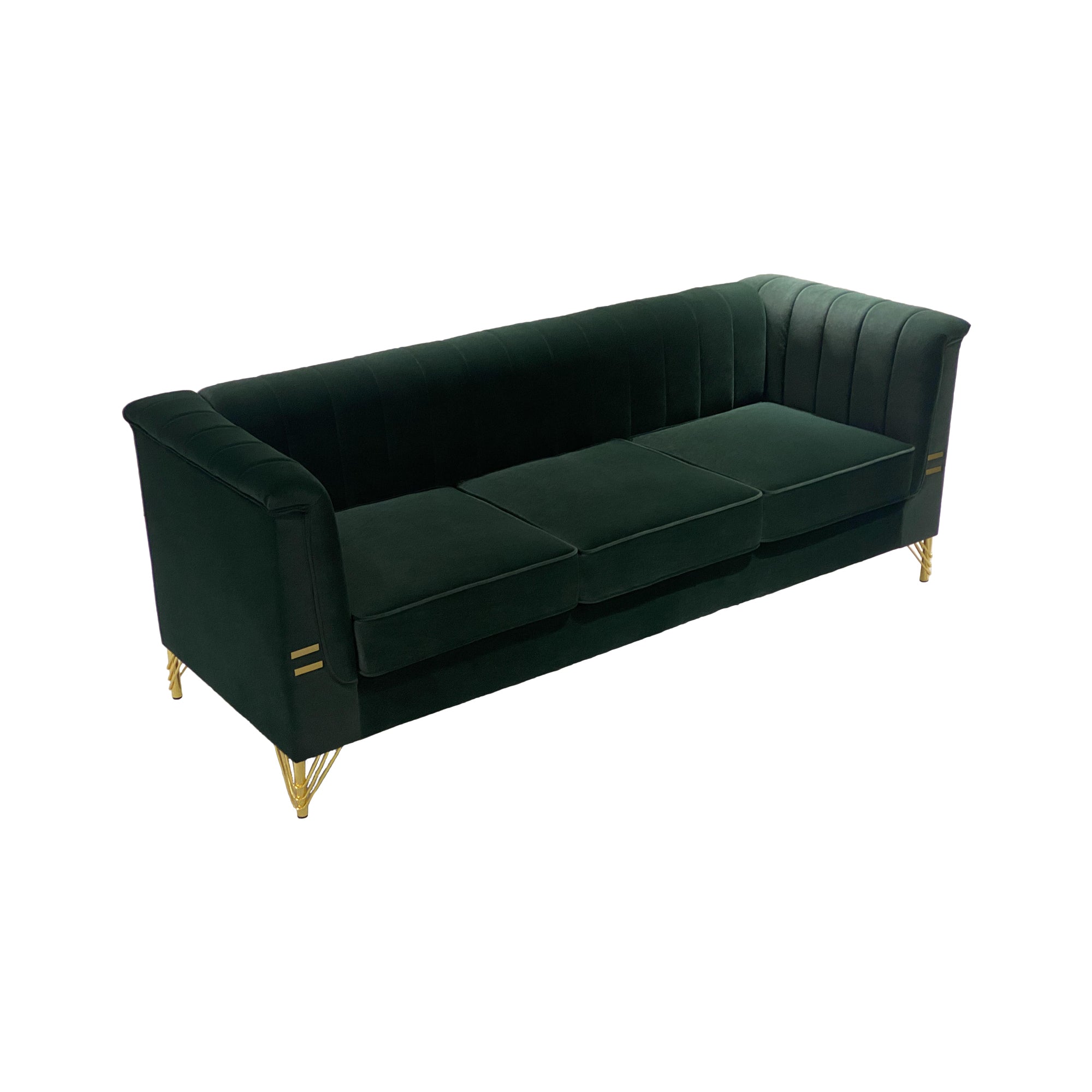 FX-P82-GR(sofa)-82.67'' W Velvet Sofa, Mid-Century Sofa Furniture Chesterfield Couch for Living Room (Sofa, Green)