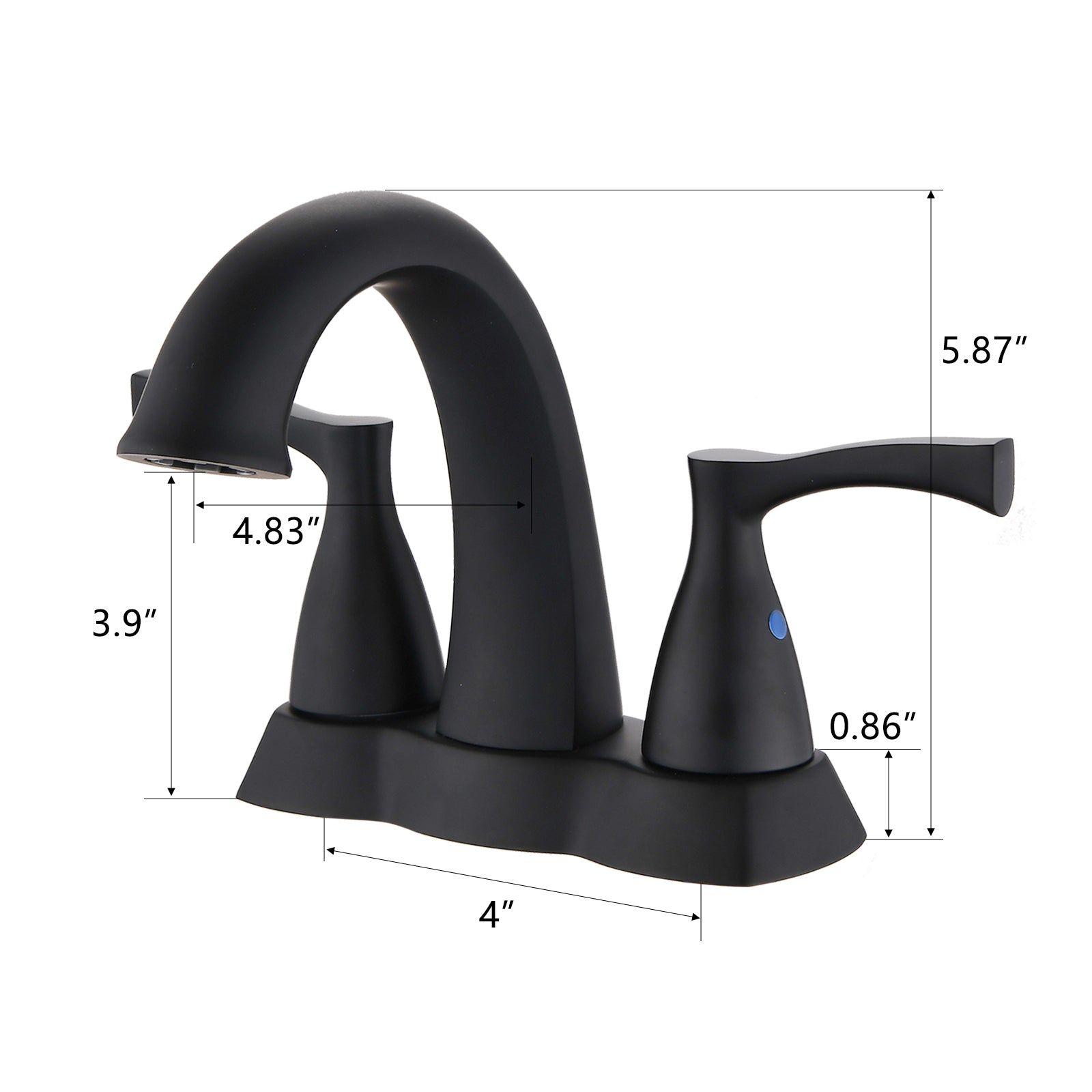 2 Handle 4 Inch Centerset Bathroom Sink Faucet with Pop-Up Drain, Matte Black