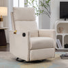 038-Cotton Linen Fabric Swivel Rocking Chair Glider Rocker Recliner Nursery Chair With Adjustable Back And Footrest For Living Room Indoor,Beige